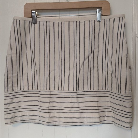 Madewell Gamine Mini Skirt Striped Pencil Linen Blend Lined Women’s Size 14 - Picture 2 of 3